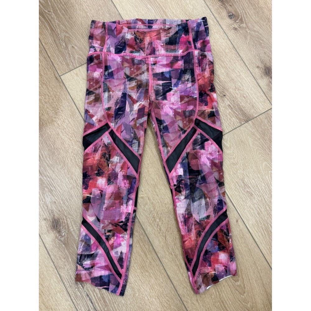 Lululemon High Times Pant Parallel Stripe Multi Mesh Leggings Pink Purple Size 6